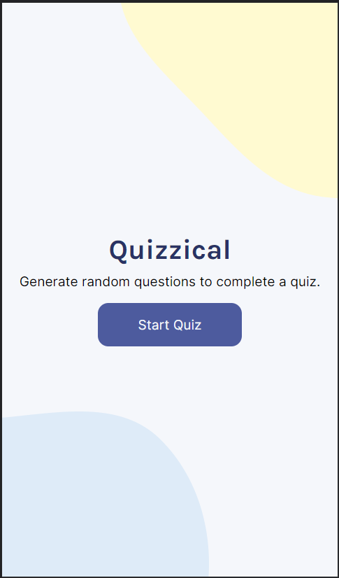 picture of the Quizzical app start page